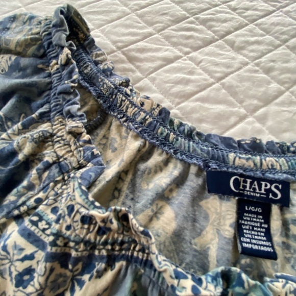 Chaps Blue and Beige Paisley Knit Top Size Large - Picture 7 of 12